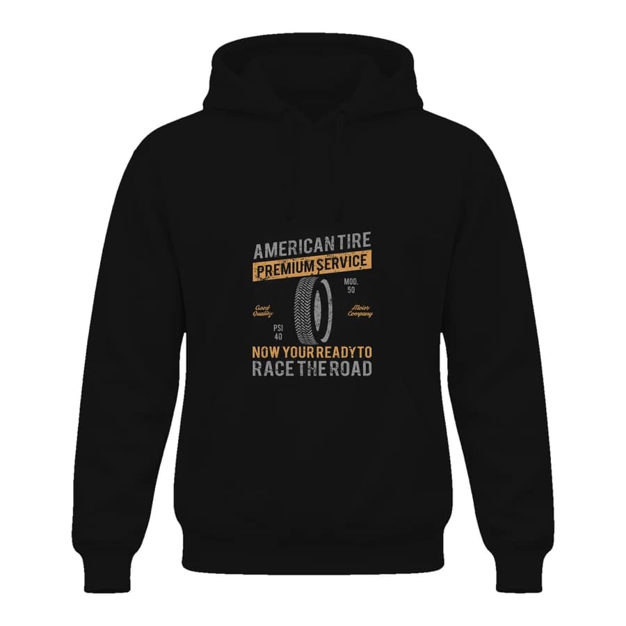 Hoodie — American Tire — Devant — Noir